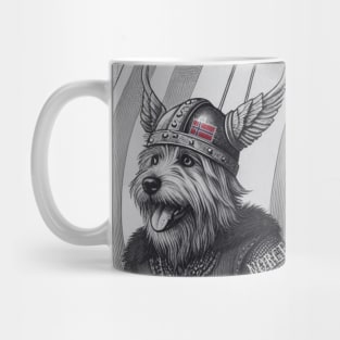 Cute Black and White Viking dog Norway Flag Mug